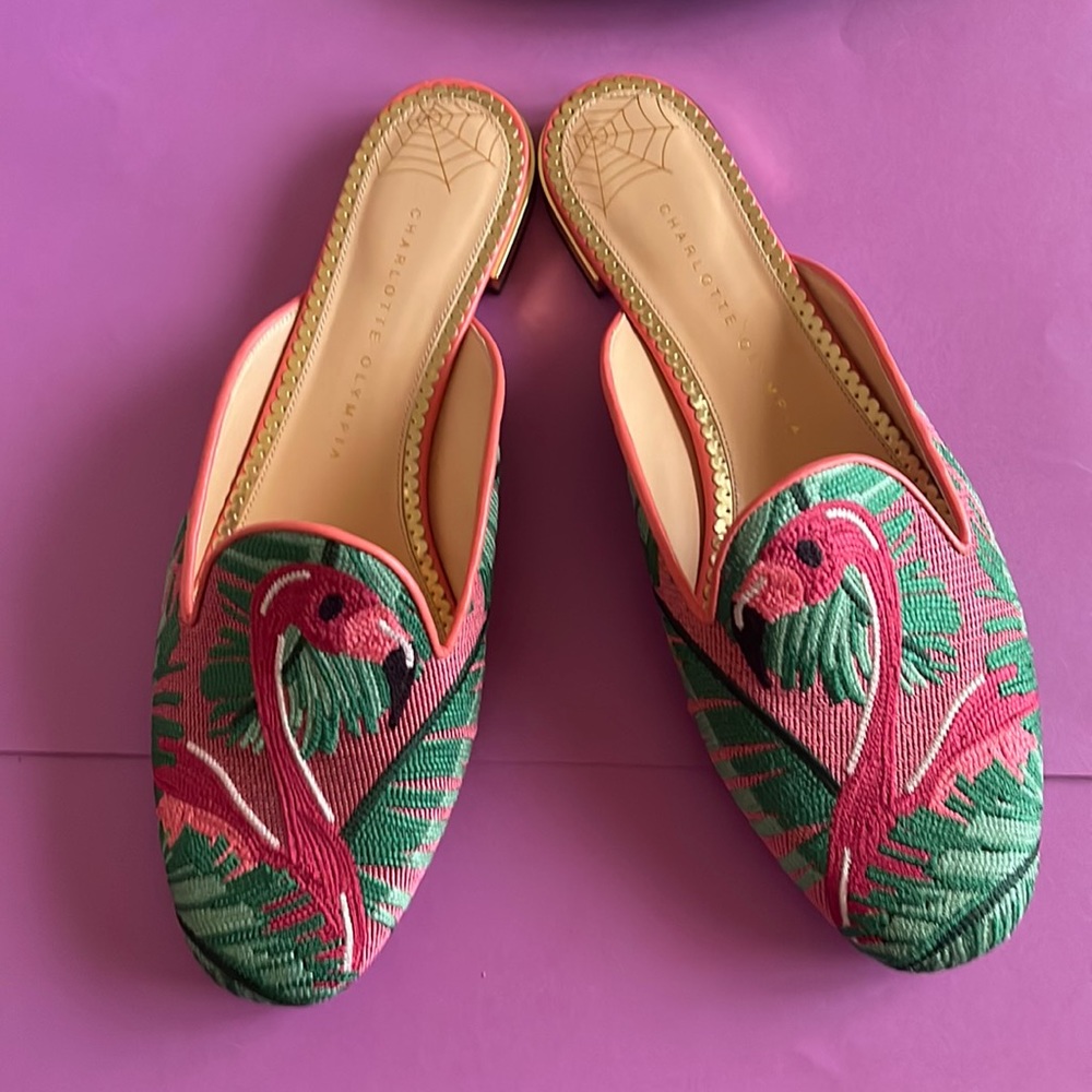 Charlotte Olympia Flamingo Mules!! Brand New In Box.